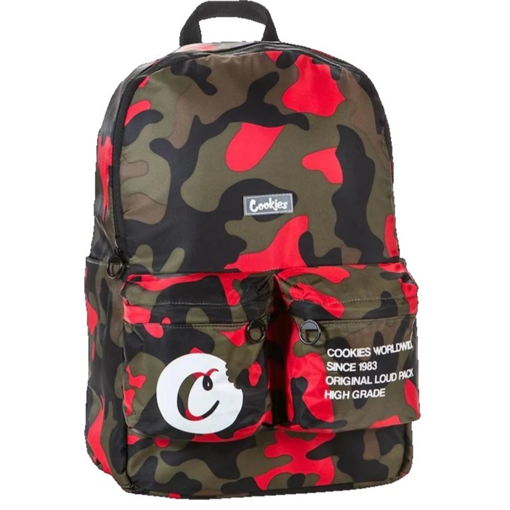 COOKIES Orion Canvas Smell Proof Backpack 22.8L – Large Red Camo NWOT